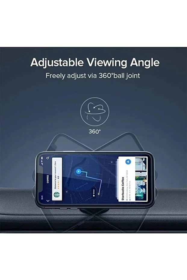 Siyah Minimalist 360° Dönebilen Mıknatıslı Araç Içi Tutucu Telefon Tutacağı